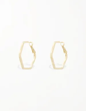 Soft Curve Hexagon Hinged Hoops - 18K Gold & Platinum Styles