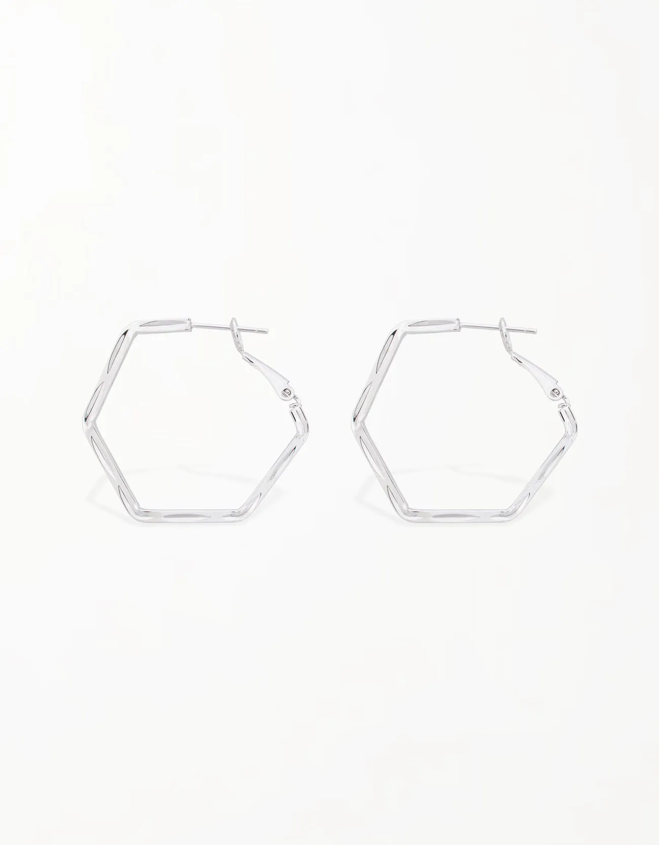 Soft Curve Hexagon Hinged Hoops - 18K Gold & Platinum Styles