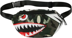 Toddler Boys Girls Cute Cartoon Shark Mini Fanny Pack Kids Sports Running Purse Waist Pack Belt Bum Bag Camouflage Pattern