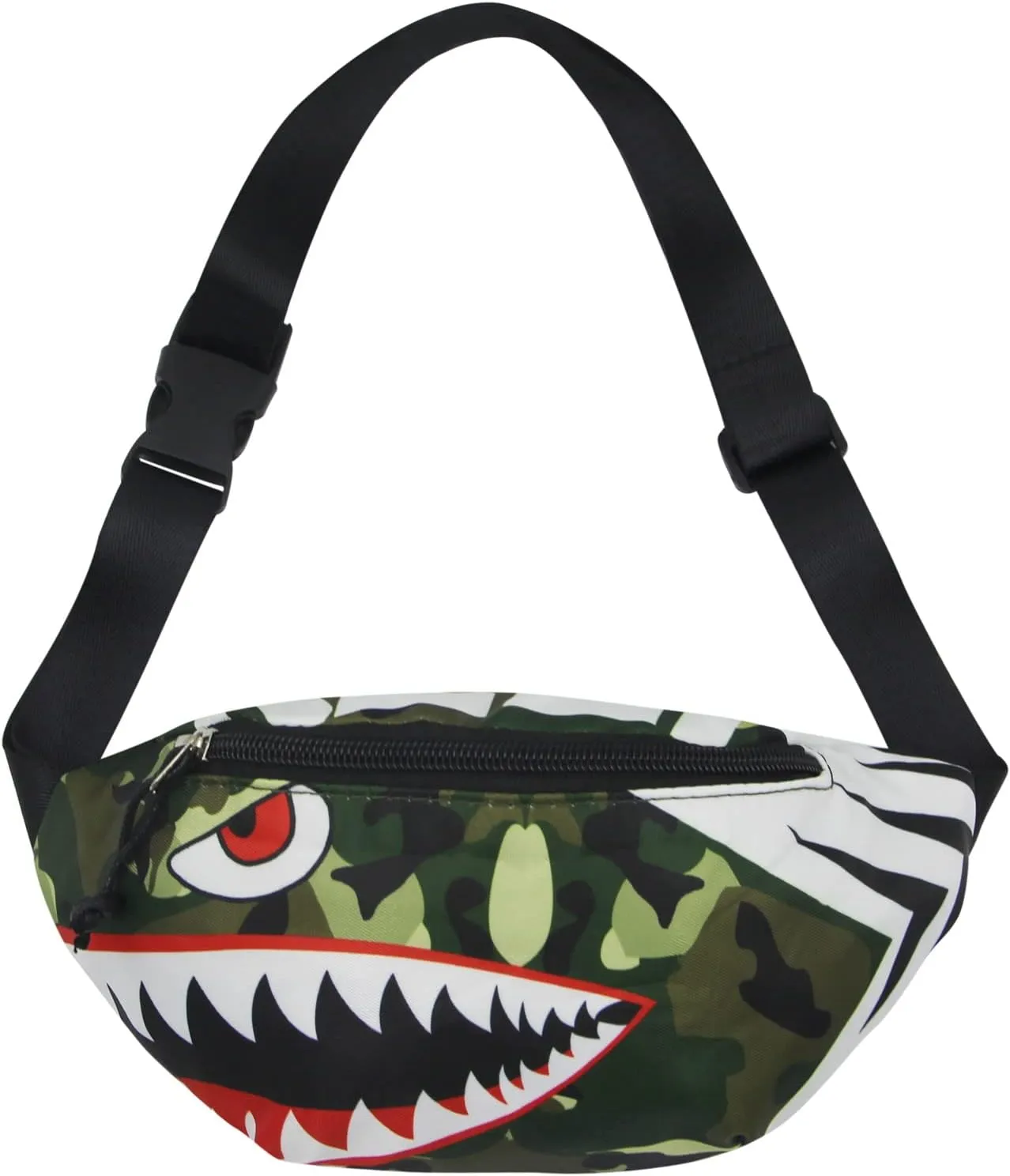 Toddler Boys Girls Cute Cartoon Shark Mini Fanny Pack Kids Sports Running Purse Waist Pack Belt Bum Bag Camouflage Pattern