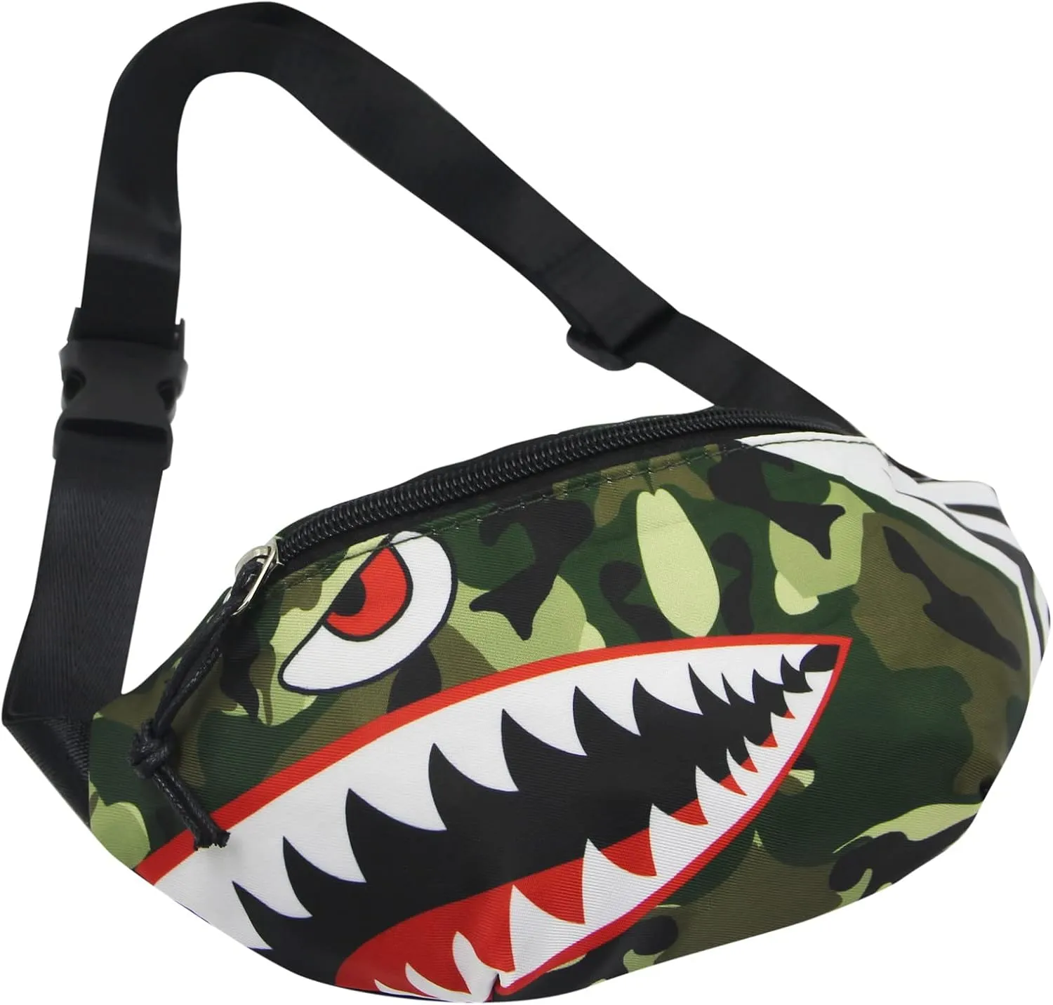 Toddler Boys Girls Cute Cartoon Shark Mini Fanny Pack Kids Sports Running Purse Waist Pack Belt Bum Bag Camouflage Pattern
