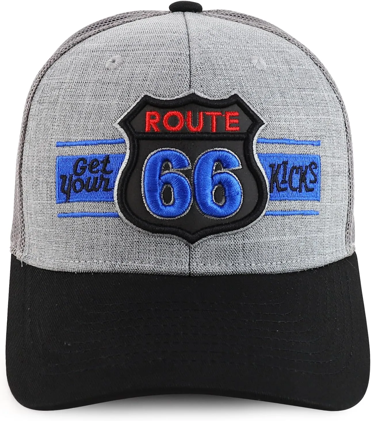 Trendy Apparel Shop Route 66 3D Embroidered Structured Mesh Back Baseball Cap