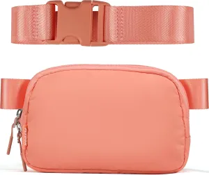  Unisex Mini   and Extender Strap, Adjustable Strap Nylon Cross Body Sling Bag for Workout, Running, Traveling, Hiking. (Deco Pink)