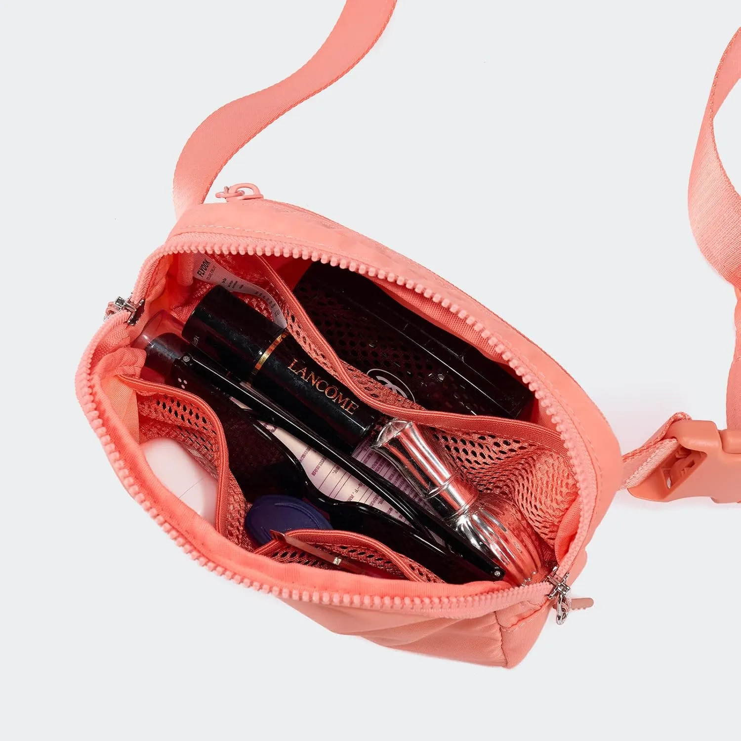  Unisex Mini   and Extender Strap, Adjustable Strap Nylon Cross Body Sling Bag for Workout, Running, Traveling, Hiking. (Deco Pink)
