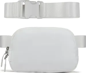  Unisex Mini   and Extender Strap, Adjustable Strap Nylon Cross Body Sling Bag for Workout, Running, Traveling, Hiking. (White)