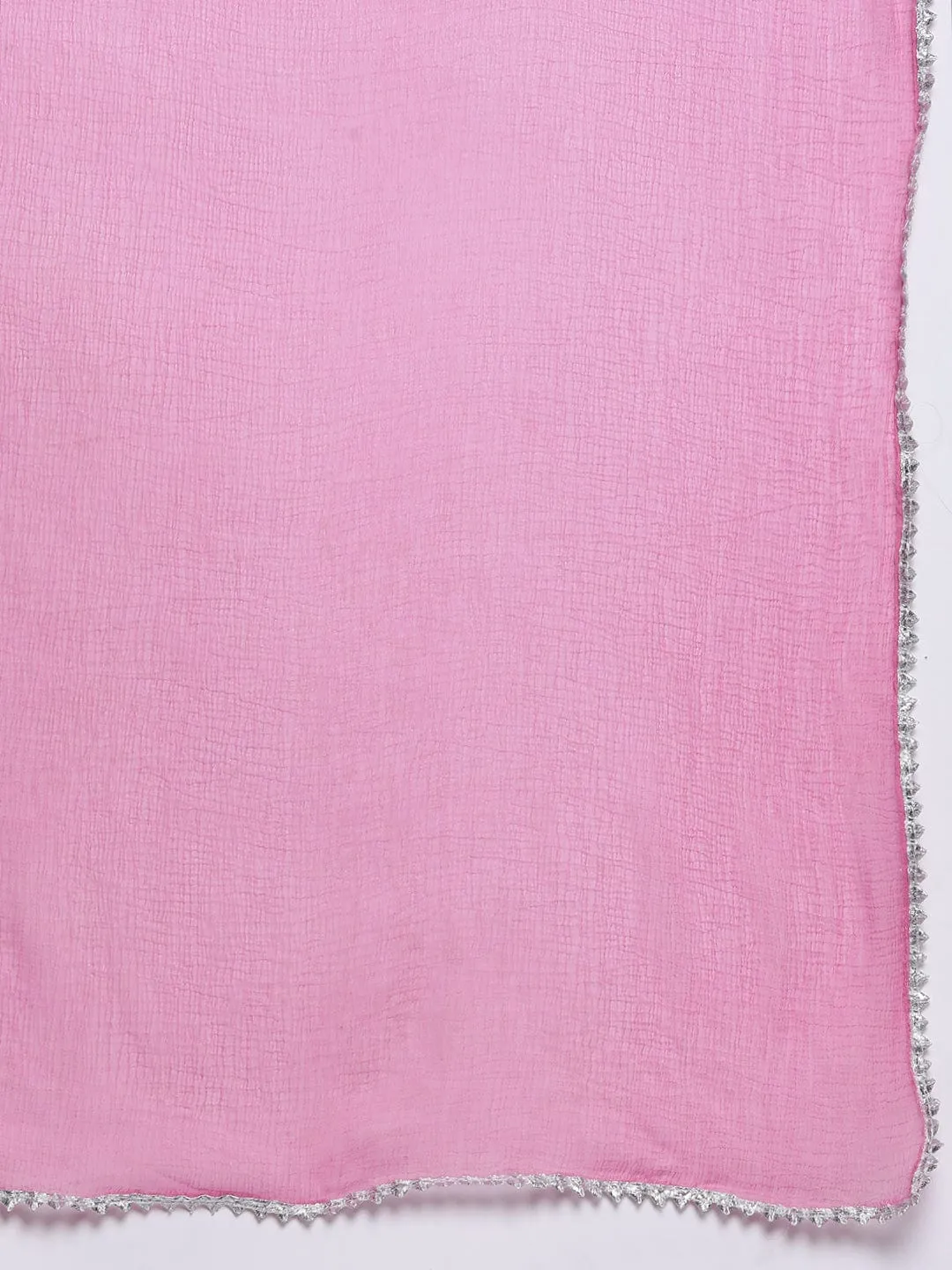 Varanga Women Pink Floral Printed Angarakha Style Anarkali Kurta Paired With Dupatta