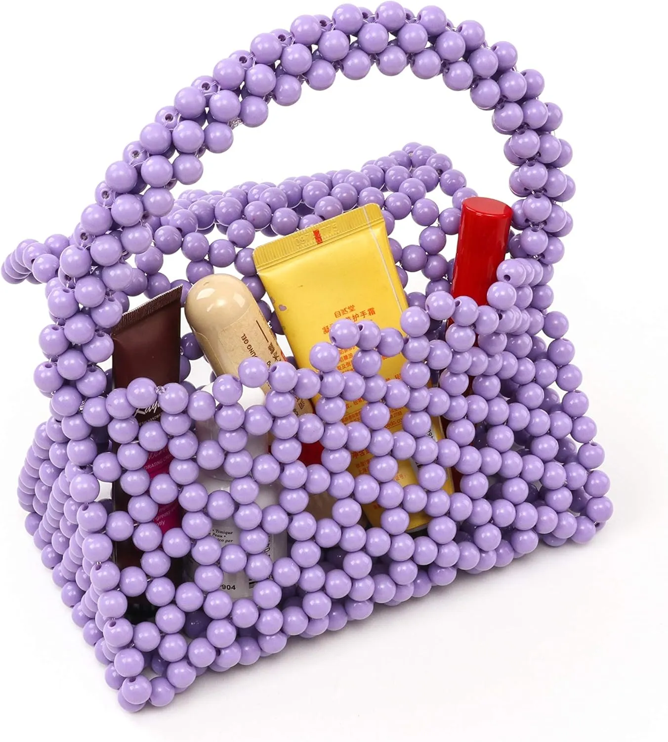 YUSHINY Candy Color Acrylic Beaded Hollow Handbag Evening Clutch Triangle Bags for Wedding Party